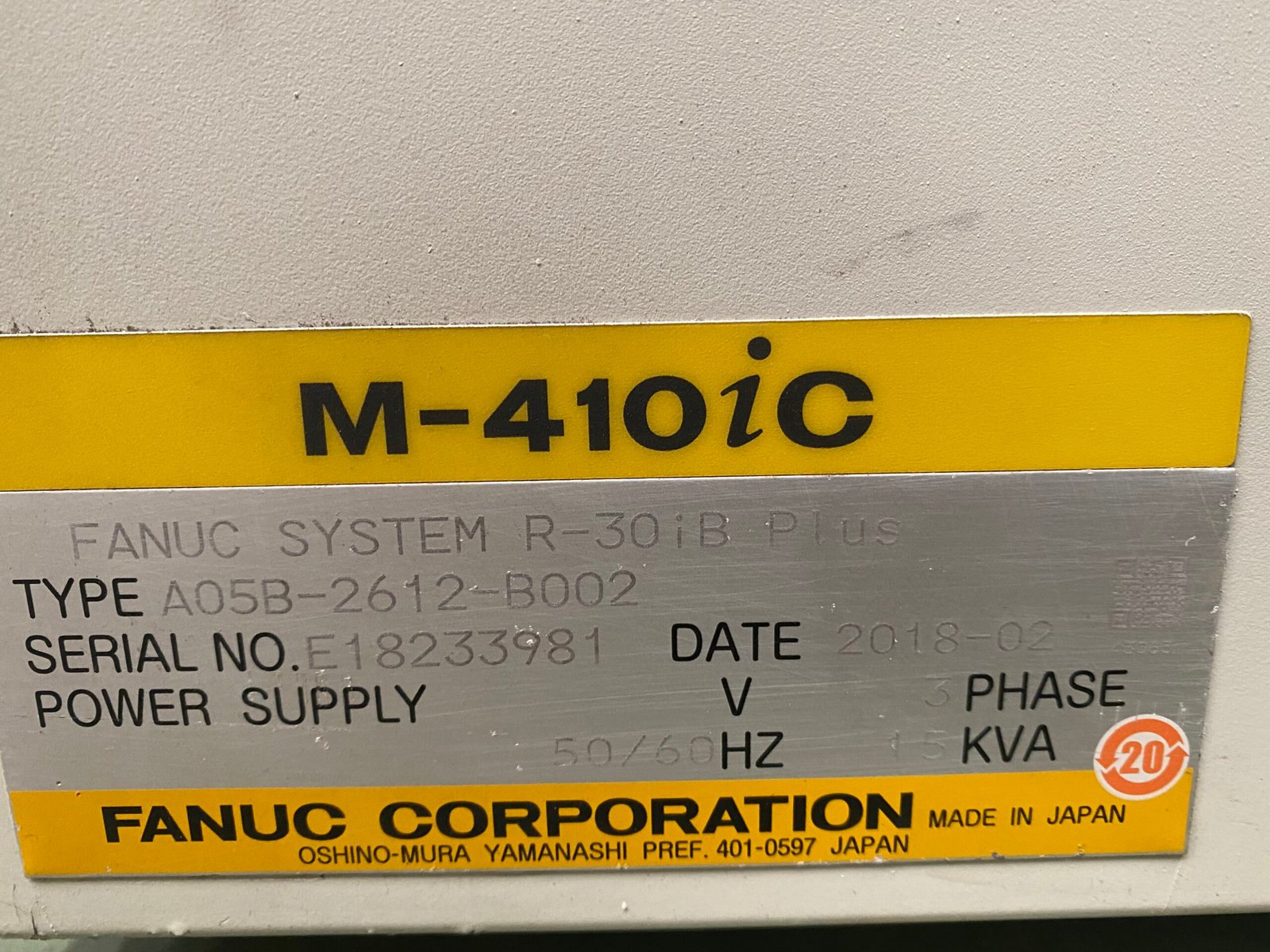 Used FANUC M-410iC/110 4-Axis Palletizing Robot Arm (110kg Payload, 2400mm Reach) with R-30iB Controller - Image 6