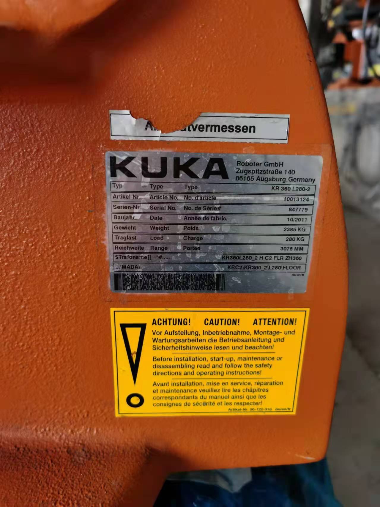 Used KUKA KR360L280-3 Heavy Industrial Robot Arm (280kg Payload, 3126mm Reach) with KRC4 Controller - Image 2
