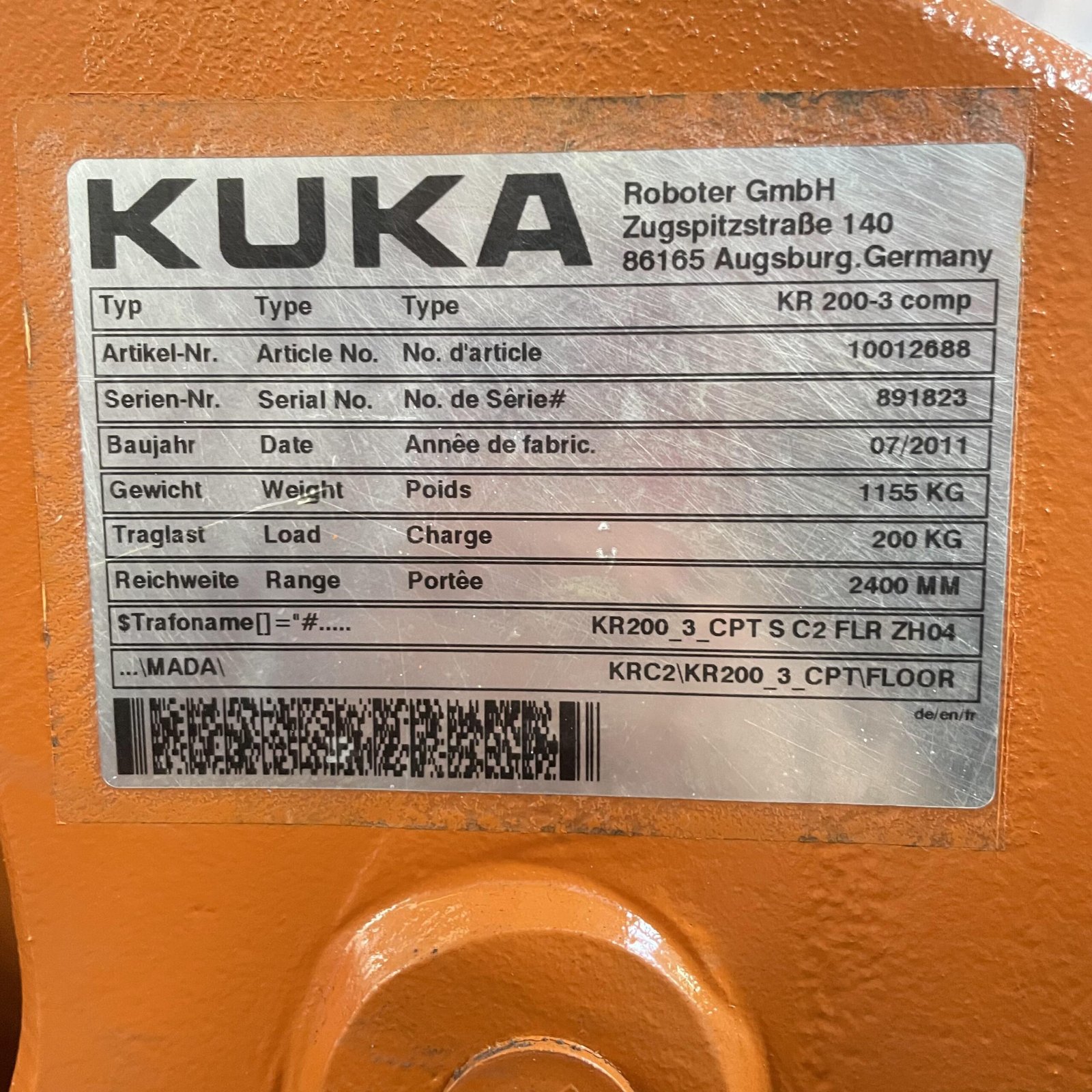 Used KUKA KR200 Heavy Industrial Robot Arm (200kg Payload, 2400mm Reach) with KRC2 Controller - Image 7