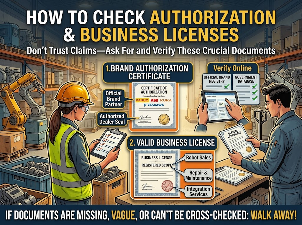 factory authorization certificate business license used robot supplier check